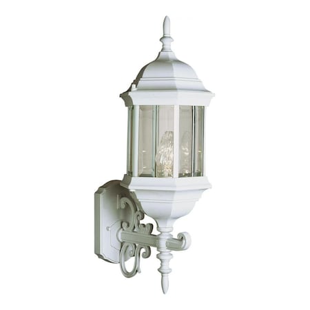 One Light White Clear Beveled Hexagon Glass Wall Lantern